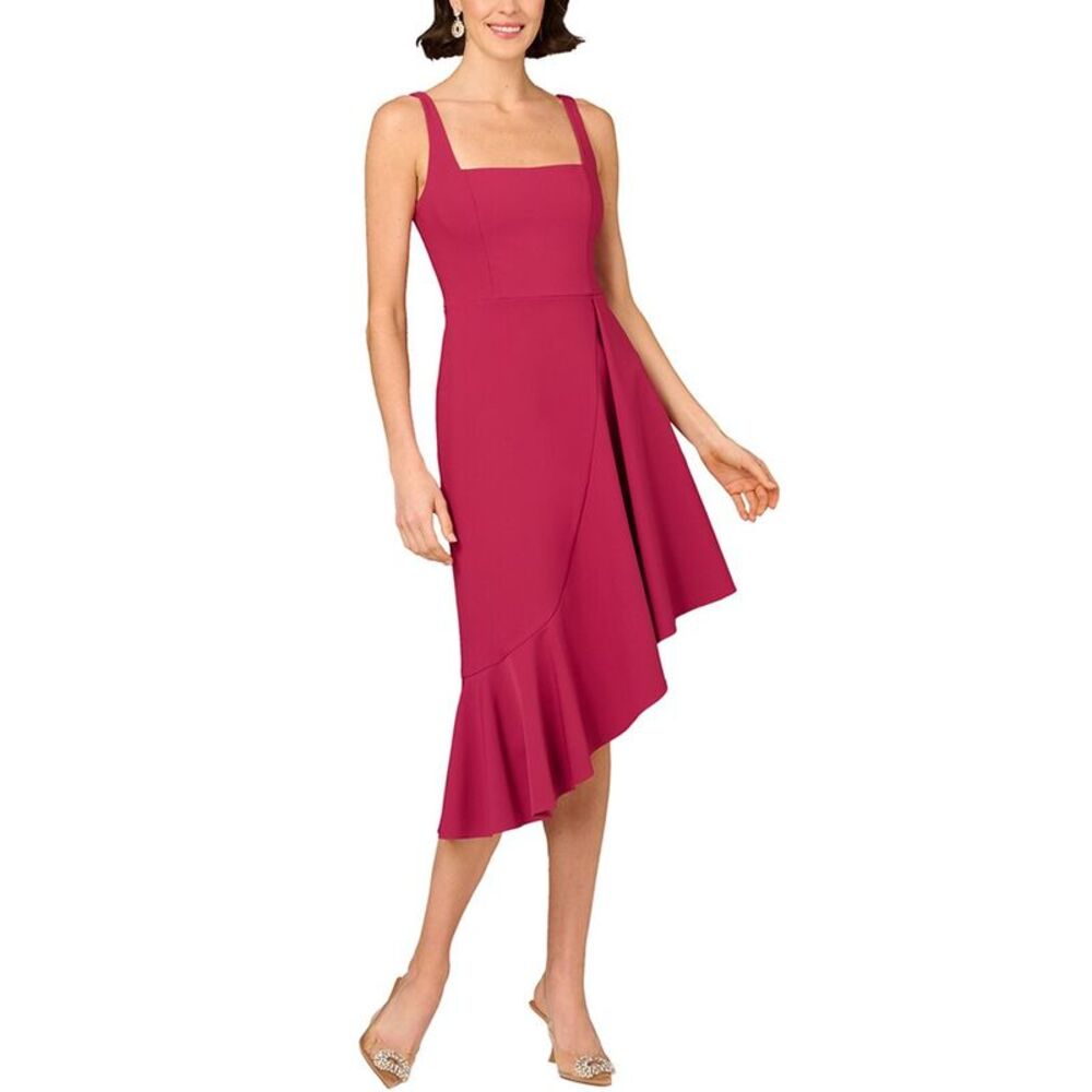 Aidan Mattox Womens Solid Midi Dress, Pink